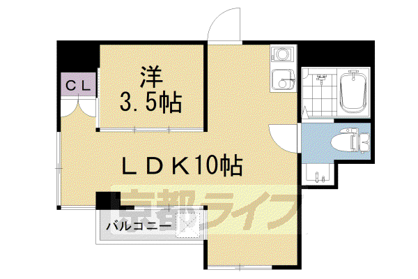 京阪電気鉄道鴨東線 神宮丸太町駅 徒歩8分 8階建 築53年(1LDK/5階)の間取り写真