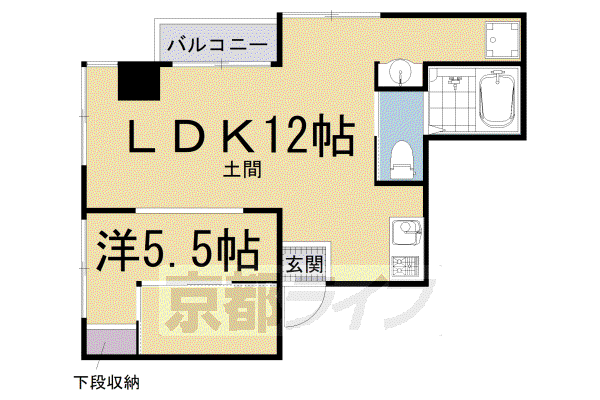 京阪電気鉄道鴨東線 神宮丸太町駅 徒歩8分 8階建 築53年(1LDK/7階)の間取り写真
