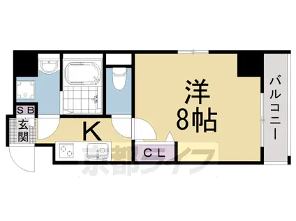 東海道本線 西大路駅 徒歩7分 9階建 築4年(1K/2階)の間取り写真