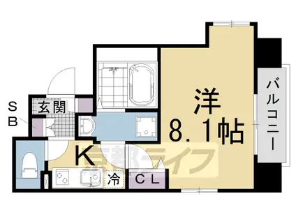 東海道本線 西大路駅 徒歩7分 9階建 築4年(1K/7階)の間取り写真