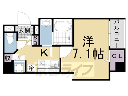 東海道本線 西大路駅 徒歩7分 9階建 築4年(1K/5階)の間取り写真