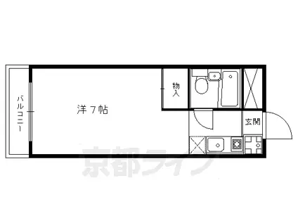 京阪電気鉄道鴨東線 出町柳駅 徒歩7分 3階建 築44年(1K/3階)の間取り写真