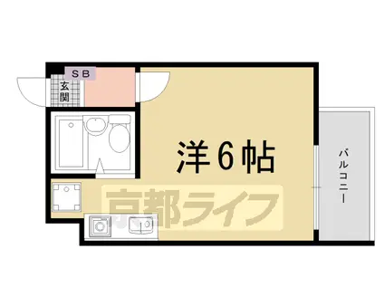 阪急電鉄京都線 西京極駅 徒歩4分 6階建 築31年(1K/2階)の間取り写真