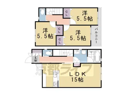叡山電鉄 茶山・京都芸術大学駅 徒歩9分 2階建 築8年(3LDK)の間取り写真