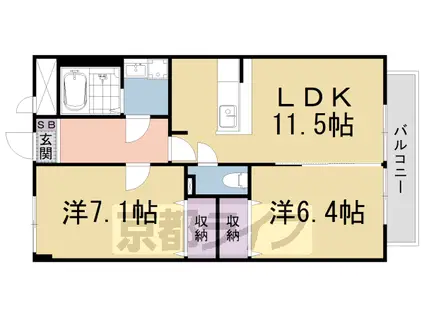 ユーワハイツ(2LDK/1階)の間取り写真