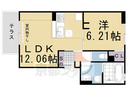 阪急電鉄京都線 桂駅 徒歩14分 3階建 築4年(1LDK/1階)の間取り写真