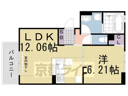 阪急電鉄京都線 桂駅 徒歩14分 3階建 築4年(1LDK/3階)の間取り写真
