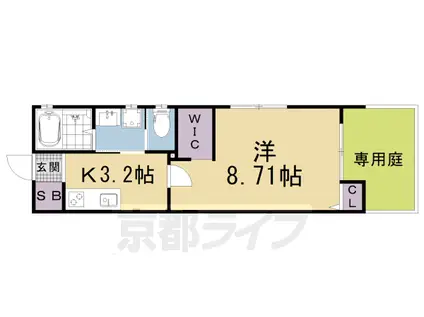 京都市東西線 小野駅(京都) 徒歩7分 2階建 築1年(1K/1階)の間取り写真