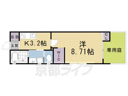 京都市東西線 小野駅(京都) 徒歩7分 2階建 築1年(1K/1階)の間取り写真