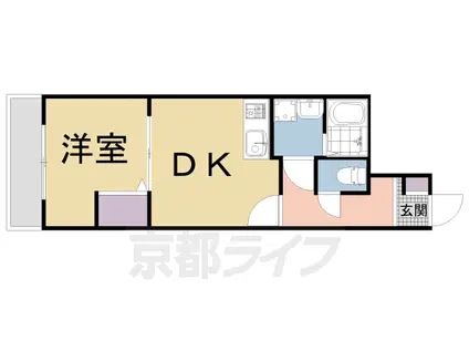 京阪電気鉄道京阪線 藤森駅 徒歩9分 5階建 築3年(1DK/2階)の間取り写真