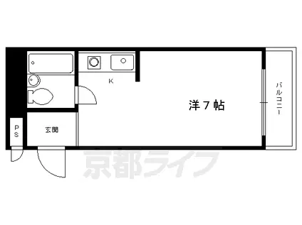 叡山電鉄 元田中駅 徒歩3分 3階建 築45年(ワンルーム/3階)の間取り写真