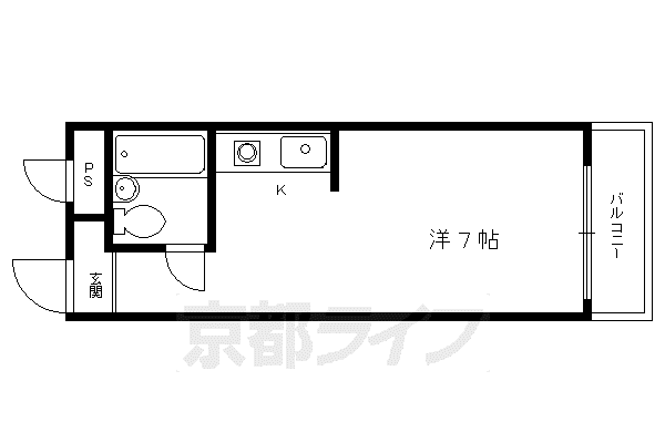叡山電鉄 元田中駅 徒歩3分 3階建 築46年(ワンルーム/3階)の間取り写真