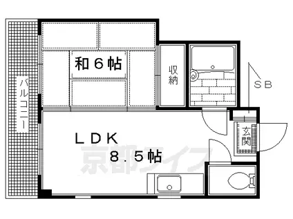 叡山電鉄 茶山・京都芸術大学駅 徒歩2分 5階建 築34年(1LDK/3階)の間取り写真