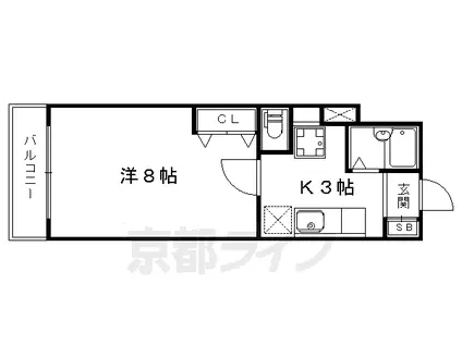 叡山電鉄 茶山・京都芸術大学駅 徒歩2分 5階建 築34年(1K/1階)の間取り写真
