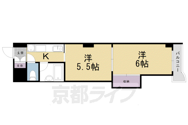 阪急電鉄京都線 西院駅(阪急) 徒歩8分 4階建 築37年(2K/2階)の間取り写真