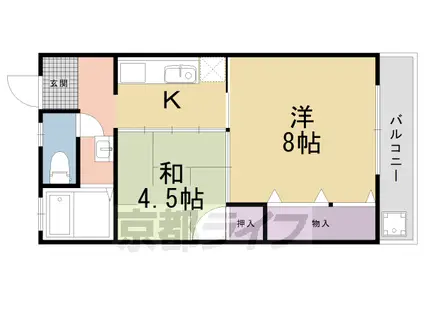 阪急電鉄嵐山線 松尾大社駅 徒歩21分 4階建 築60年(2K/2階)の間取り写真