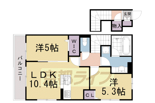 叡山電鉄 岩倉駅(京都) 徒歩5分 2階建 築4年(2LDK/2階)の間取り写真
