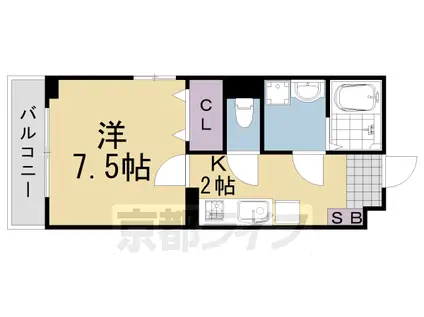 阪急電鉄嵐山線 上桂駅 徒歩10分 3階建 築3年(1K/1階)の間取り写真