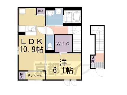 阪急電鉄嵐山線 松尾大社駅 徒歩4分 2階建 築4年(1LDK/2階)の間取り写真
