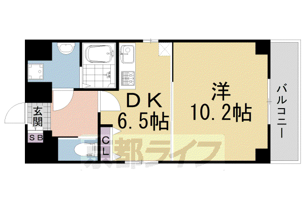 京都市東西線 六地蔵駅(京都市営) 徒歩4分 7階建 築4年(1DK/2階)の間取り写真