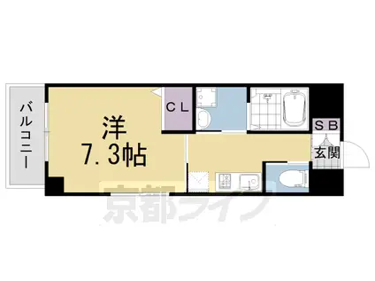 京都市東西線 六地蔵駅(京都市営) 徒歩4分 7階建 築3年(1K/3階)の間取り写真