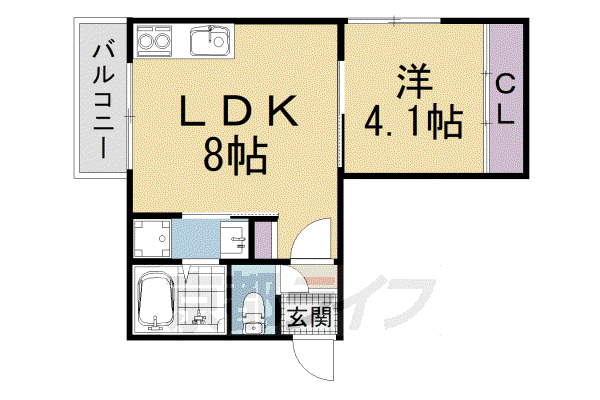 叡山電鉄 元田中駅 徒歩9分 3階建 築1年(1LDK/1階)の間取り写真