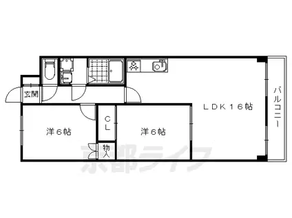 京都市東西線 太秦天神川駅 徒歩1分 11階建 築42年(2LDK/2階)の間取り写真