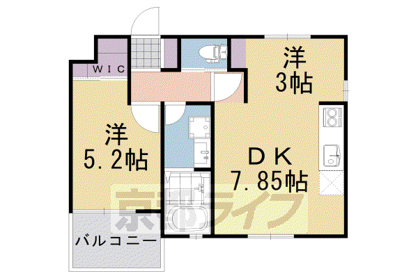 阪急電鉄京都線 西向日駅 徒歩5分 2階建 築4年(1LDK/2階)の間取り写真