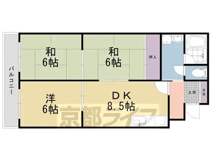 阪急電鉄京都線 西院駅(阪急) 徒歩10分 10階建 築48年(3LDK/4階)の間取り写真