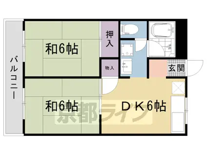 山陰本線 嵯峨嵐山駅 徒歩8分 3階建 築41年(2DK/2階)の間取り写真