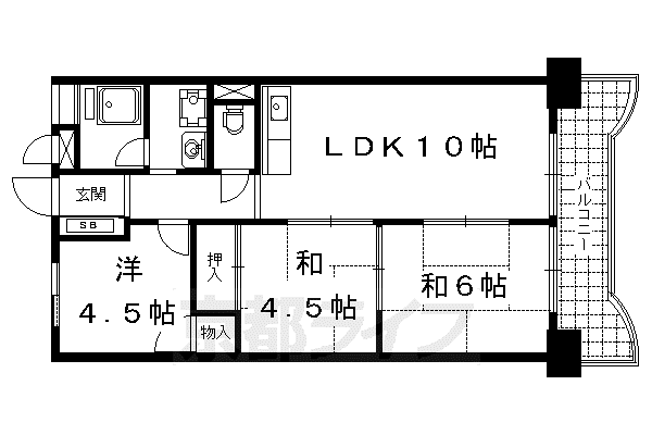 グリシーヌ京都西京極(3LDK/4階)の間取り写真