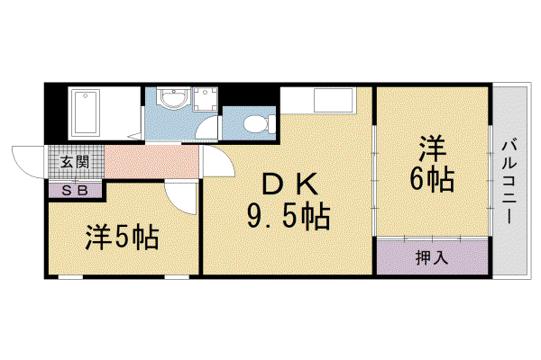 グリシーヌ京都西京極(2DK/10階)の間取り写真