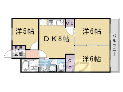 グリシーヌ京都西京極(3LDK/9階)の間取り写真