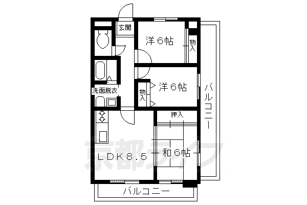 阪急電鉄嵐山線 松尾大社駅 徒歩13分 7階建 築33年(3LDK/7階)の間取り写真