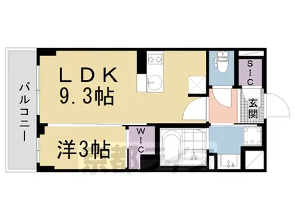 近鉄京都線 東寺駅 徒歩12分 5階建 築4年(1LDK/3階)の間取り写真