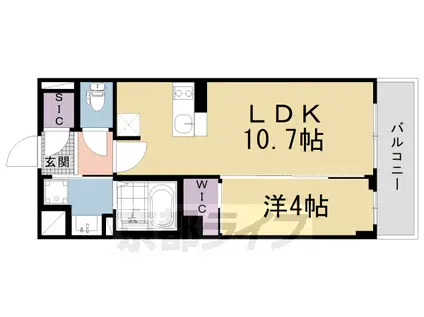 近鉄京都線 東寺駅 徒歩12分 5階建 築3年(1LDK/1階)の間取り写真