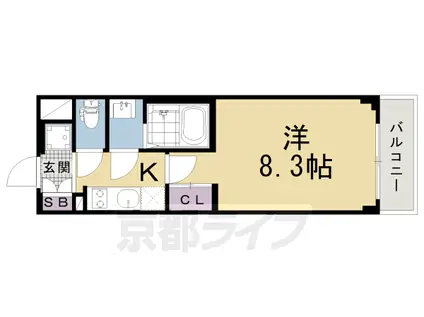 近鉄京都線 東寺駅 徒歩12分 5階建 築3年(1K/2階)の間取り写真