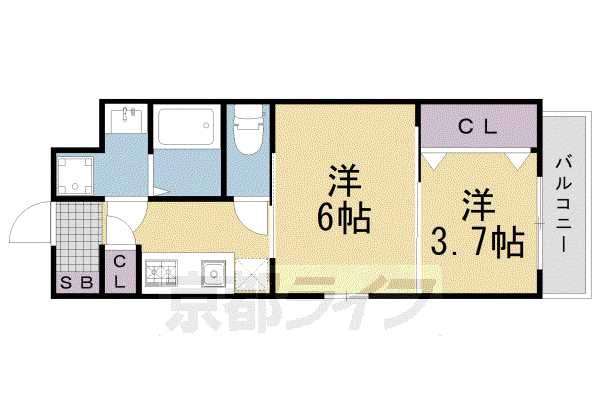 山陰本線 二条駅 徒歩11分 5階建 築4年(2K/5階)の間取り写真
