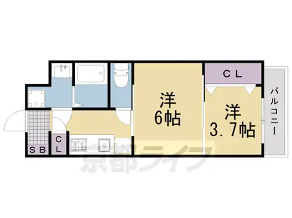 CREST TAPP 京都二条(2K/2階)の間取り写真