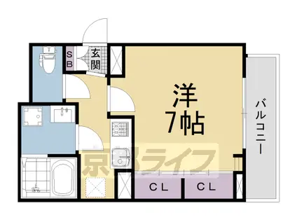 近鉄京都線 上鳥羽口駅 徒歩17分 2階建 築4年(1K/2階)の間取り写真