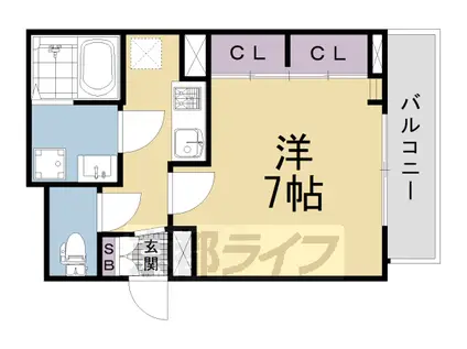 近鉄京都線 上鳥羽口駅 徒歩17分 2階建 築3年(1K/2階)の間取り写真