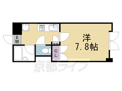 阪急電鉄京都線 西院駅(阪急) 徒歩10分 5階建 築35年(1K/4階)の間取り写真