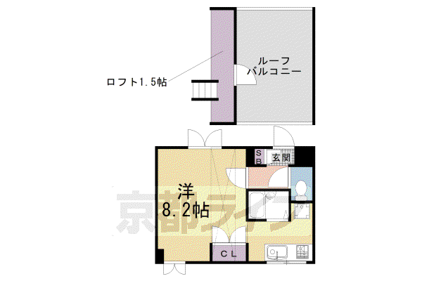 阪急電鉄京都線 西院駅(阪急) 徒歩10分 5階建 築35年(1K/5階)の間取り写真