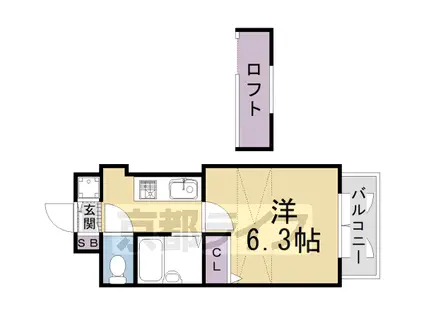 阪急電鉄京都線 西院駅(阪急) 徒歩10分 5階建 築35年(1K/5階)の間取り写真