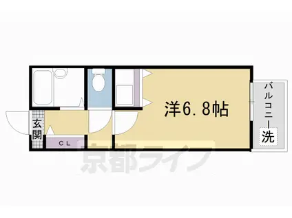 阪急電鉄京都線 西院駅(阪急) 徒歩3分 5階建 築37年(1K/5階)の間取り写真