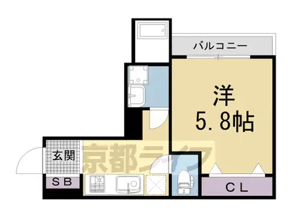 奈良線 ＪＲ藤森駅 徒歩5分 3階建 築3年(1K/2階)の間取り写真