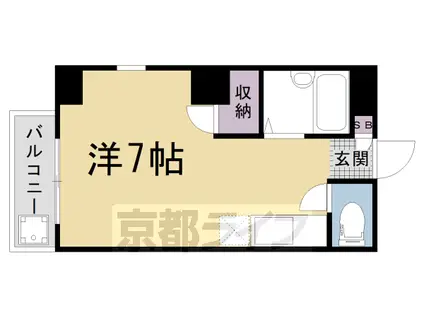 山陰本線 花園駅(京都) 徒歩12分 5階建 築37年(1K/3階)の間取り写真