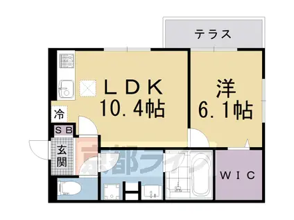 京福北野線 北野白梅町駅 徒歩2分 3階建 築3年(1LDK/1階)の間取り写真
