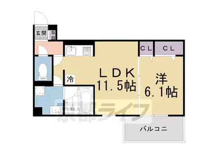 京福北野線 北野白梅町駅 徒歩2分 3階建 築3年(1LDK/3階)の間取り写真