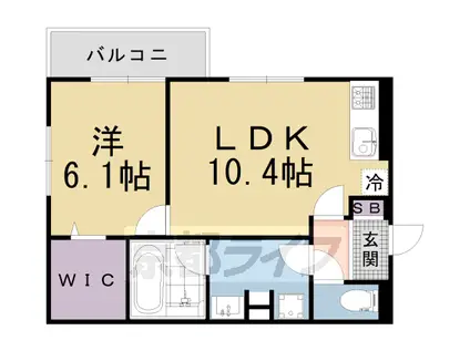 京福北野線 北野白梅町駅 徒歩2分 3階建 築3年(1LDK/2階)の間取り写真